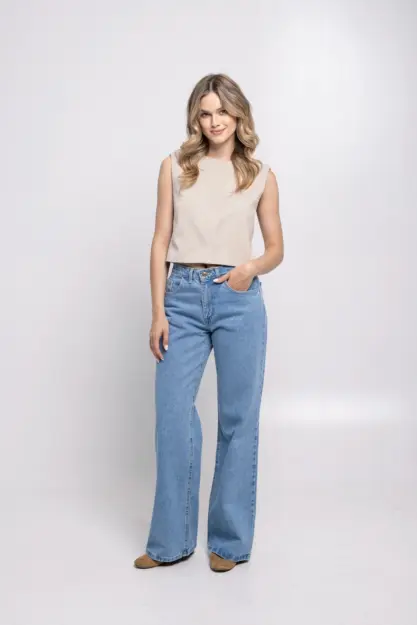 Spodnie Wide Leg Light-Blue